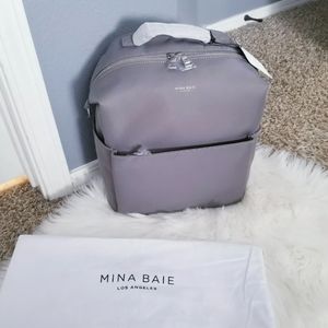 Mina Baie Stevie Nylon gris midi backpack NWT